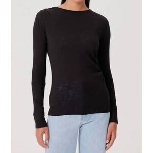 NEW GOLDIE long sleeve drape shoulder side top in black